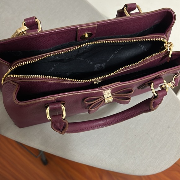 Anne Klein medium size satchel in plum color. - Picture 6 of 10